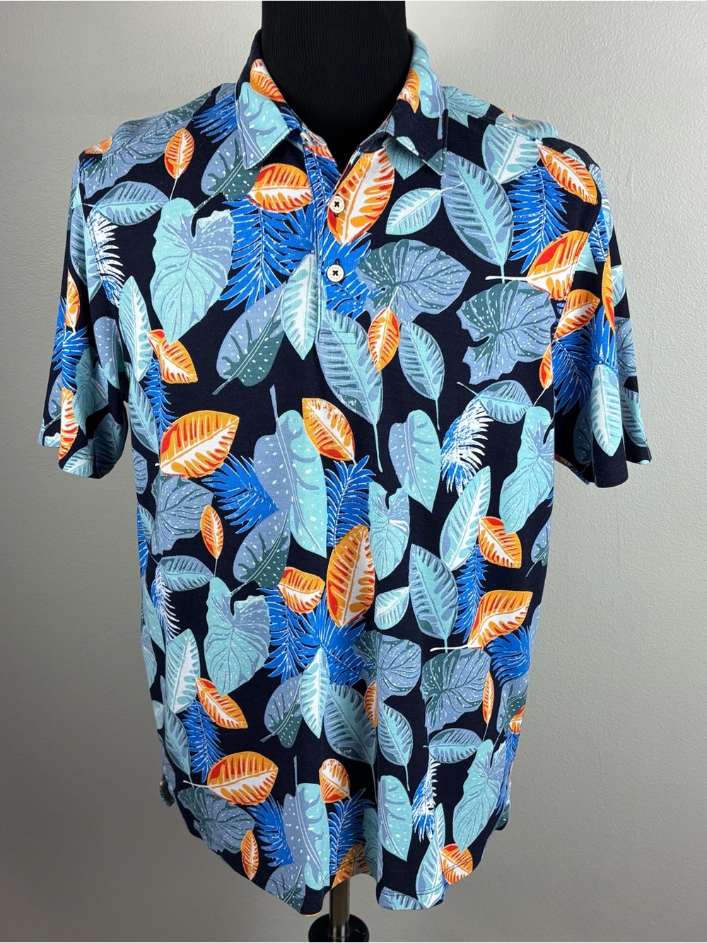 Tommy Bahama Island Zone Polo Shirt Men's Size Large L Hawaiian Floral Print